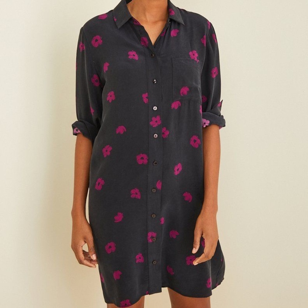 Amour Vert Leigh Silk Shirt Dress [Pop Floral] - Picture 2 of 3